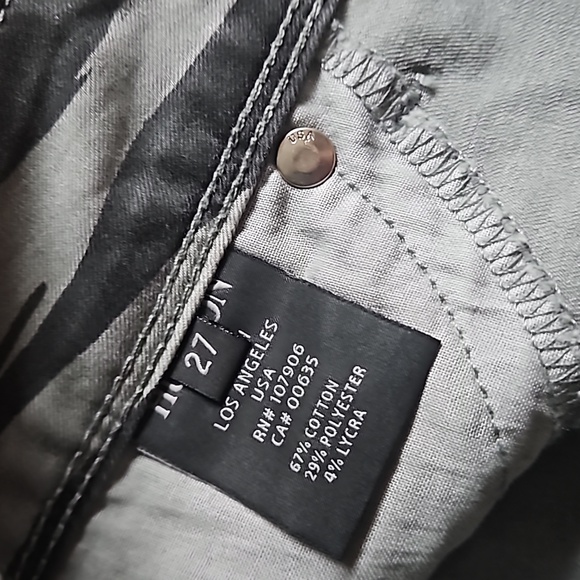 HUDSON Collin Skinny Jeans Grey Black Zebra Print Low-rise Flap Pocket, 27 NWOT - Picture 9 of 15